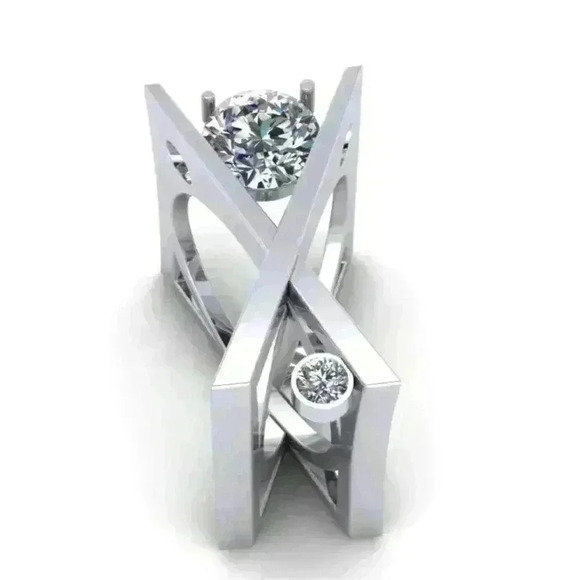 💥 Unique 925 Silver Plated X Overlapping Curious Ring, GPMB1427 - Picture 4 of 4